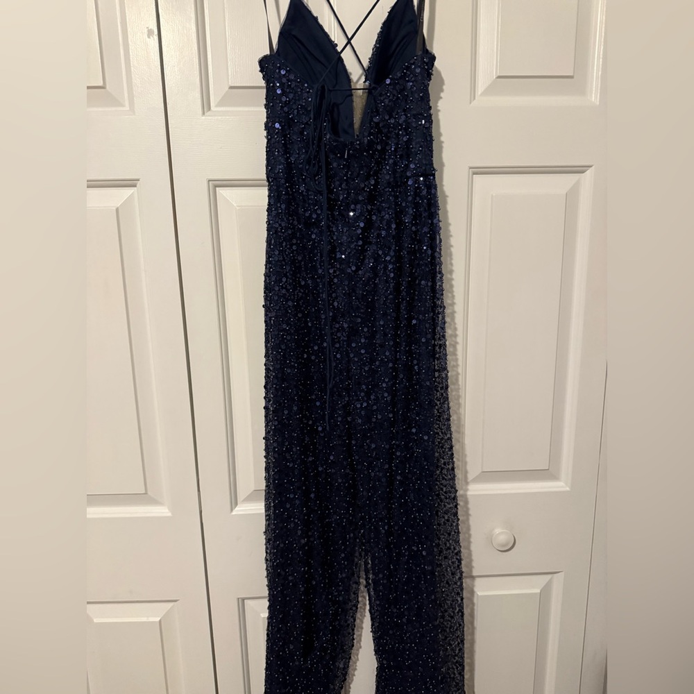 Christina Wu Midnight Sequin Jumpsuit - Picture 7 of 8
